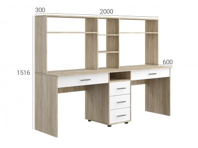 Двойно бюро с надстройка KC-02 (сонома/нимфея алба)